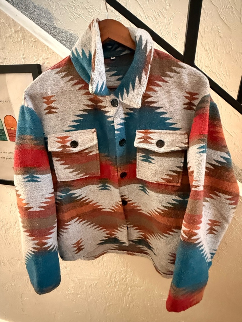 Women’s Southwestern Pattern Button-Up Jacket Sweater - Multicolor